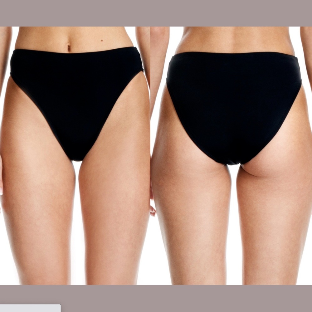 NEW $110 BETH RICHARDS Heather High Waist Bikini Bottoms in Black [SZ‎ XL ]